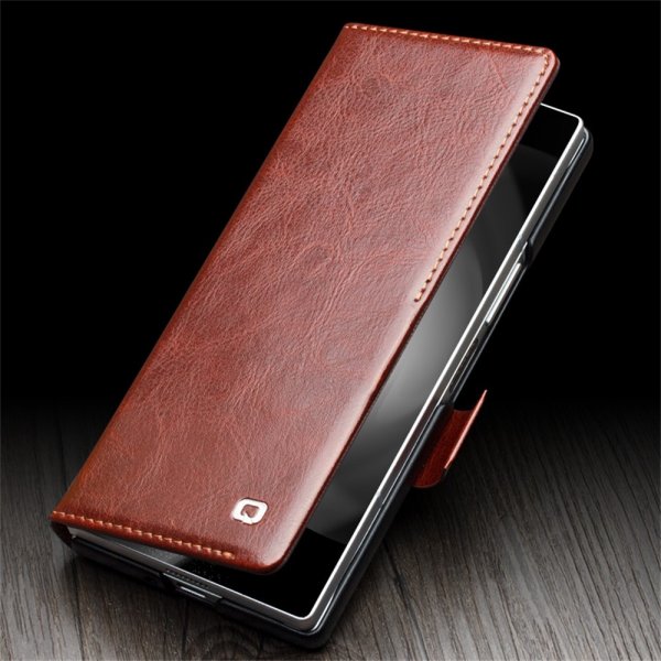 Qialino Samsung Galaxy Z Fold 6 -kotelo, aitoa nahkaa, ruskea
