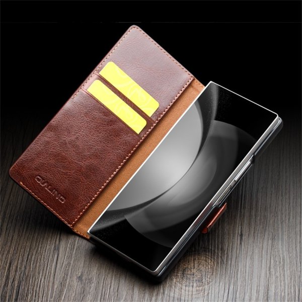 Qialino Samsung Galaxy Z Fold 6 Kotelo, aitoa nahkaa, musta