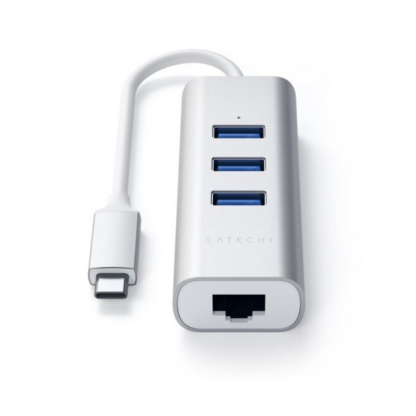 Satechi Type-C 2-in-1 USB-keskitin Ethernet hopea