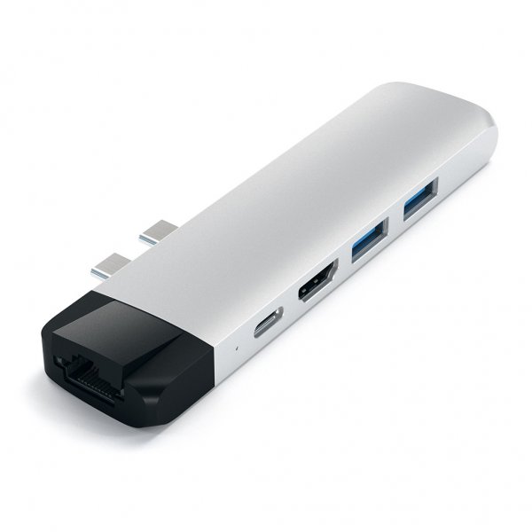 Satechi USB-C Pro Hub 4K HDMI- ja Ethernet-porteilla, hopea