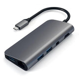 Satechi USB-C Multimedia-adapteri 4K HDMI/Mini DisplayPort Gigabit Ethernet Harmaa
