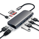 Satechi USB-C Multimedia-adapteri 4K HDMI/Mini DisplayPort Gigabit Ethernet Harmaa