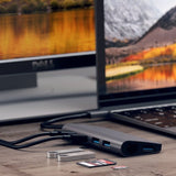 Satechi USB-C Multimedia-adapteri 4K HDMI/Mini DisplayPort Gigabit Ethernet Harmaa