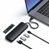 Satechi USB-C HYBRID sisäänrakennetulla SSD-tallennusmahdollisuudella, harmaa