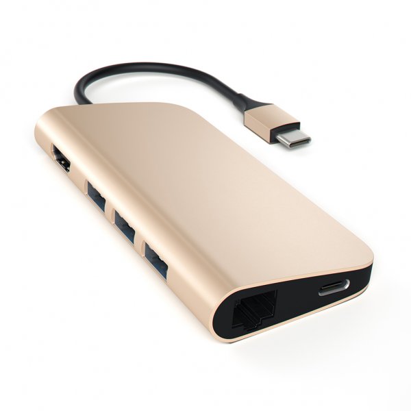 Satechi USB-C Multi-Port -adapteri 4K Gigabit Ethernet, kulta