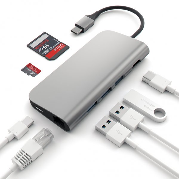 Satechi USB-C Multi-Port-adapteri 4K Space Grey