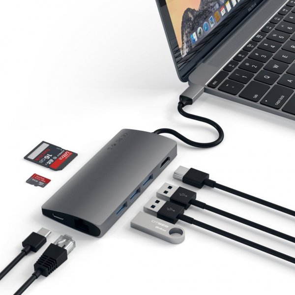 Satechi USB-C Multi-Port Adapterit 4K Gigabit Ethernet V2 Space Gray