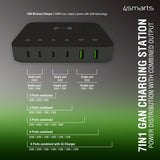4smarts Työpöydän laturi 7in1 GaN 100W Langaton laturi Musta