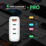 4smarts Työpöydän laturi GaN Flex Pro 100W 3 USB-C+1 USB-A
