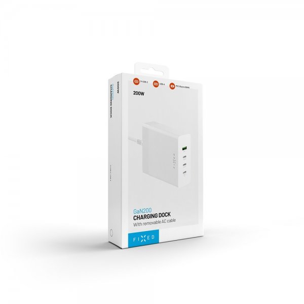 Kiinteä pöytälaturi GaN200-lataustelakka 3xUSB-C & 1xUSB-A
