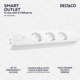Deltaco Smart Home Älykäs jatkojohto WiFi 3xCEE 7/3 & 2xUSB-A 1.5m