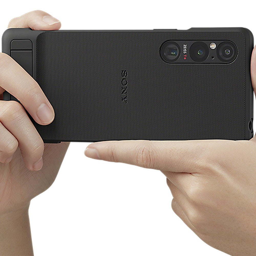 Sony Alkuperäinen Sony Xperia 1 V Kuori Style Cover with Stand Musta