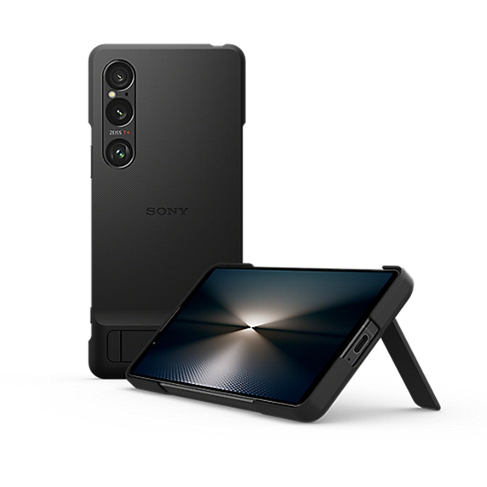 Sony Alkuperäinen Sony Xperia 1 VI Kuori Style Cover with Stand Musta