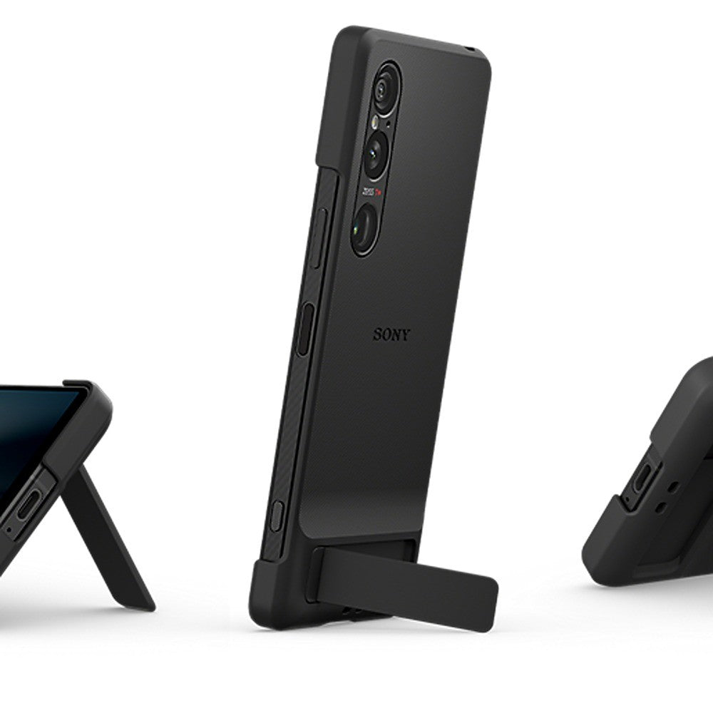 Sony Alkuperäinen Sony Xperia 1 VI Kuori Style Cover with Stand Musta