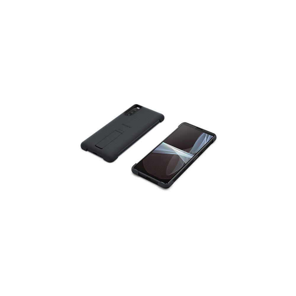 Sony Alkuperäinen Sony Xperia 10 III Kuori Style Cover with Stand Musta