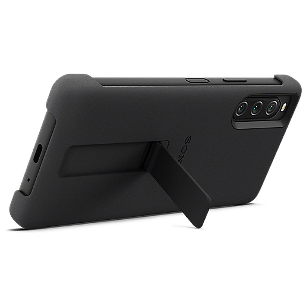 Sony Alkuperäinen Sony Xperia 10 V Kuori Style Cover with Stand Musta