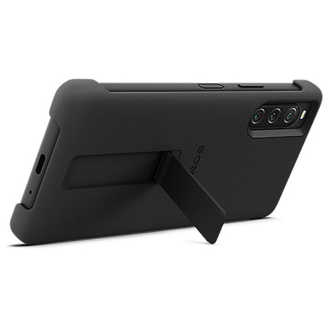 Sony Alkuperäinen Sony Xperia 10 V Kuori Style Cover with Stand Musta