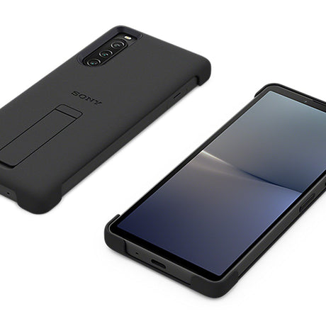 Sony Alkuperäinen Sony Xperia 10 V Kuori Style Cover with Stand Musta