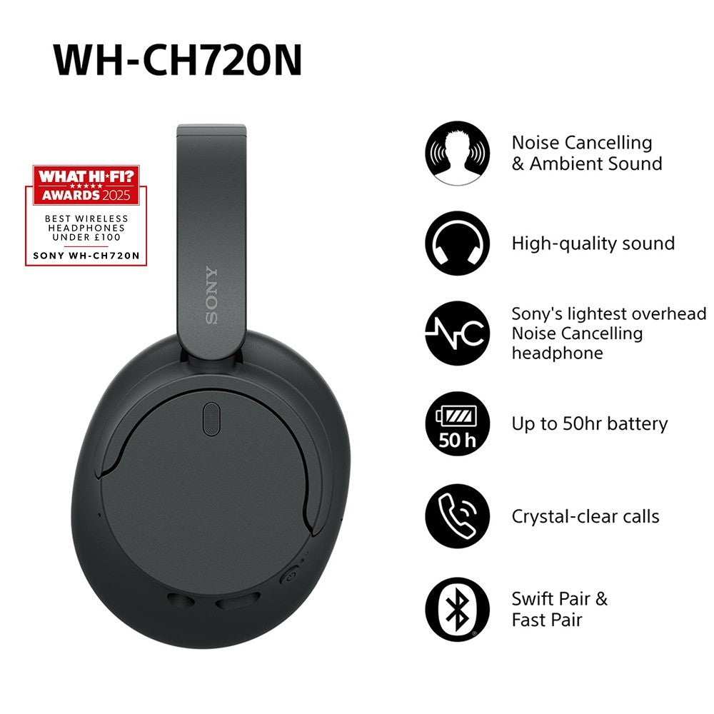 Sony WH-CH720N Langattomat Over-Ear Kuulokkeet ANC Musta