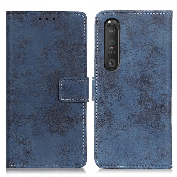 Sony Xperia 1 III Kotelo Vintage Sininen