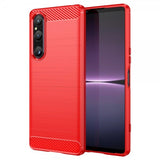 Sony Xperia 1 V -kuori harjatulla hiilikuitutekstuurilla, punainen