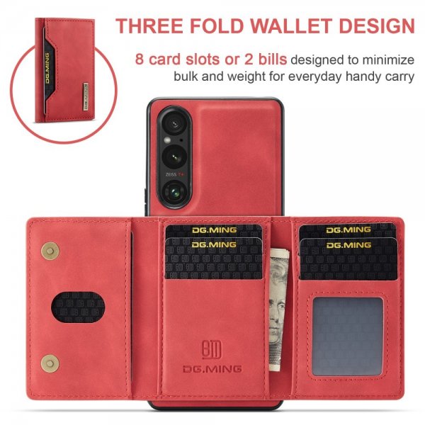 Dg.Ming Sony Xperia 1 V -suojakotelo M2 Series, irrotettava korttipidike, punainen
