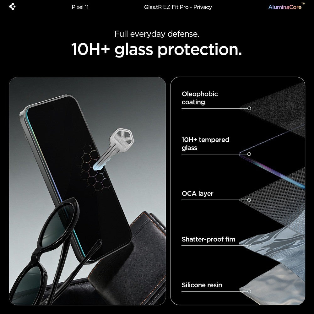 Spigen Google Pixel 10/Google Pixel 11 Skärmskydd GLAS.tR EZ Fit Pro Privacy 2-pack