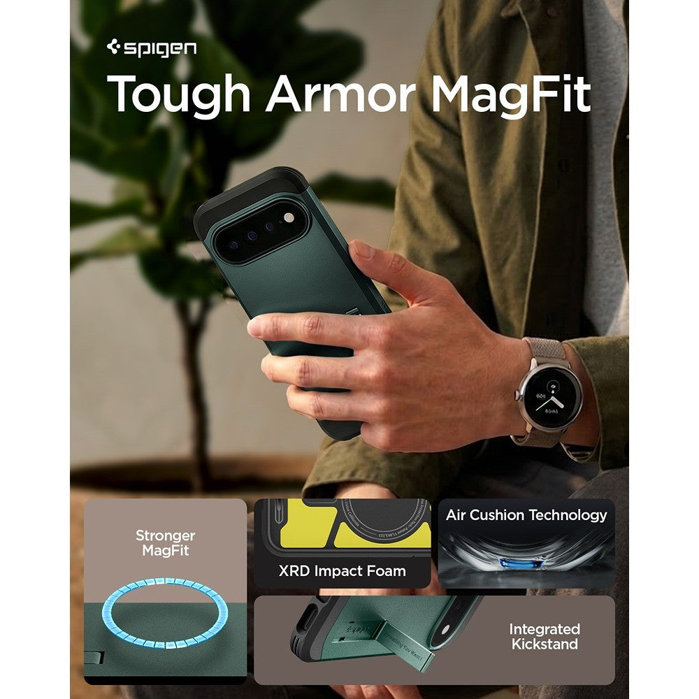 Spigen Google Pixel 11 Pro XL Kuori Tough Armor MagFit Abyss Green