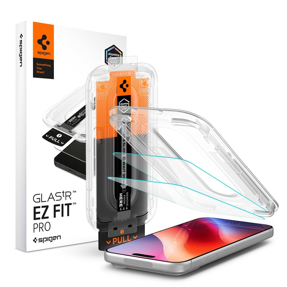 Spigen iPhone 16 Pro/17/17 Pro/18 Pro Näytönsuoja Glas.tR EZ Fit Pro 2-pack