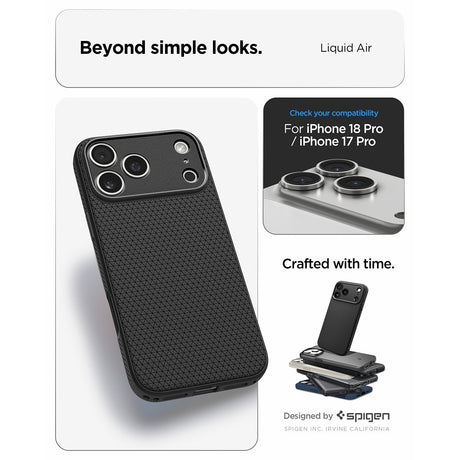 Spigen iPhone 17 Pro/iPhone 18 Pro Kuori Liquid Air Matta Musta