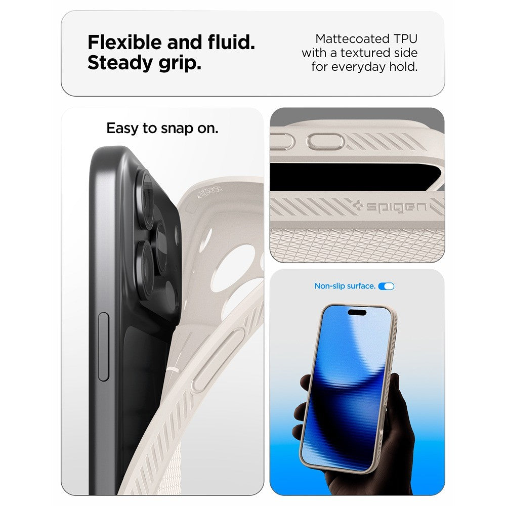 Spigen iPhone 17 Pro/iPhone 18 Pro Kuori Liquid Air Luonnollinen Titaani