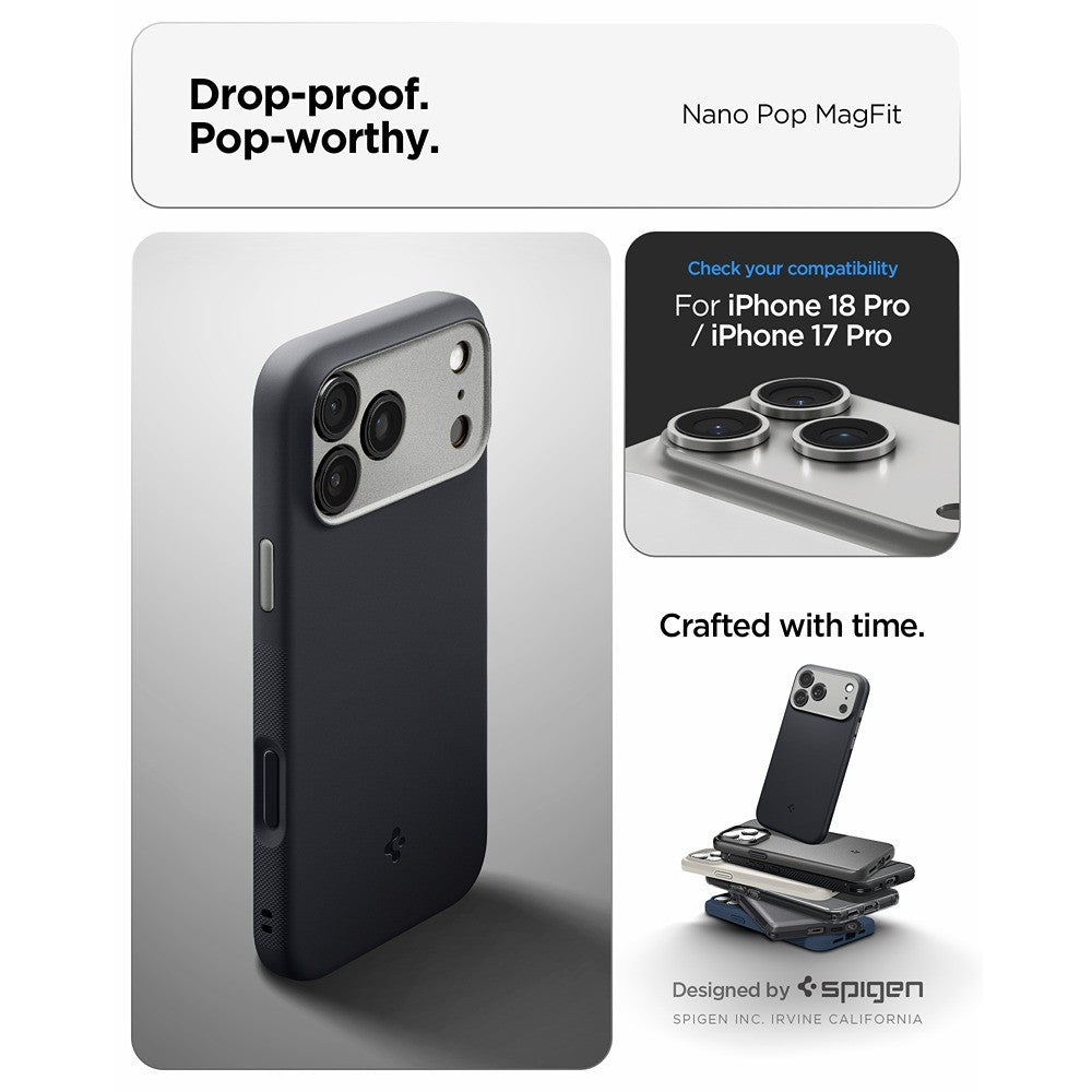 Spigen iPhone 17 Pro/iPhone 18 Pro Kuori Nano Pop MagFit Black Sesame