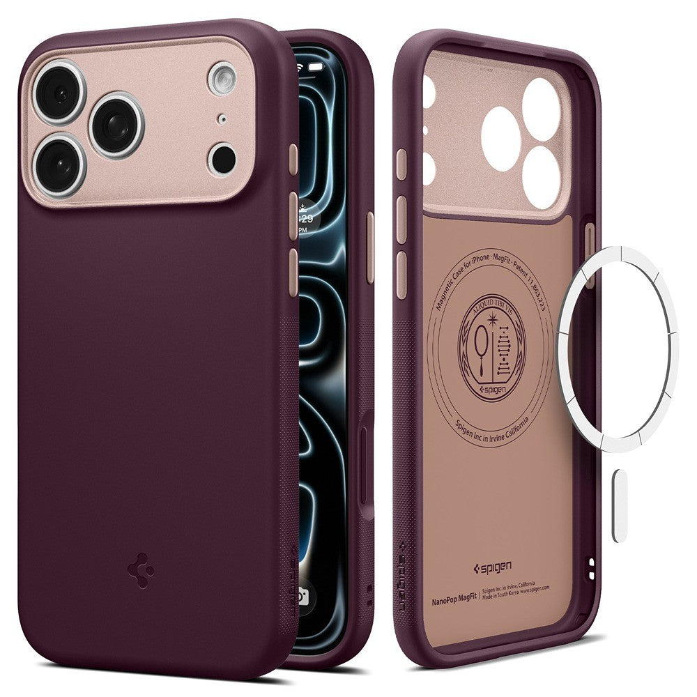 Spigen iPhone 17 Pro/iPhone 18 Pro Kuori Nano Pop MagFit Burgundy Bean