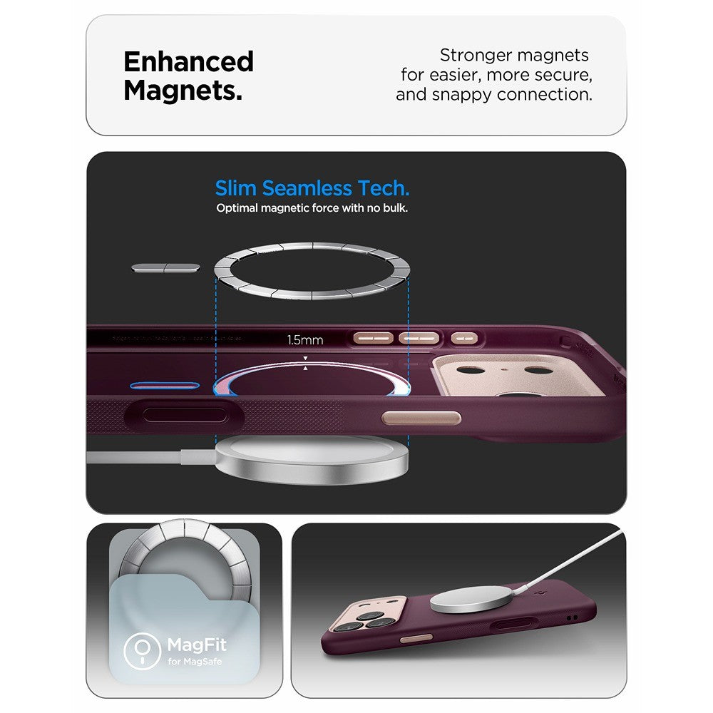Spigen iPhone 17 Pro/iPhone 18 Pro Kuori Nano Pop MagFit Burgundy Bean