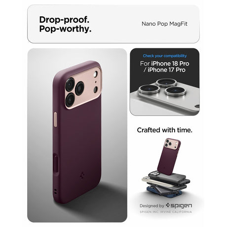 Spigen iPhone 17 Pro/iPhone 18 Pro Kuori Nano Pop MagFit Burgundy Bean