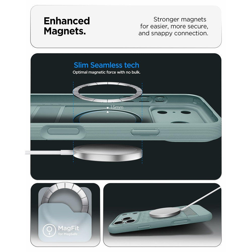 Spigen iPhone 17 Pro/iPhone 18 Pro Kuori Parallax S MagFit Salvianvihreä