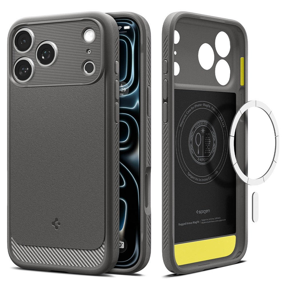 Spigen iPhone 17 Pro/iPhone 18 Pro Kuori Rugged Armor MagFit Harmaa