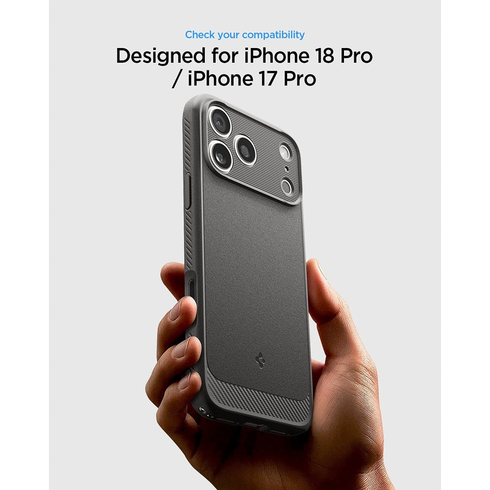 Spigen iPhone 17 Pro/iPhone 18 Pro Kuori Rugged Armor MagFit Harmaa