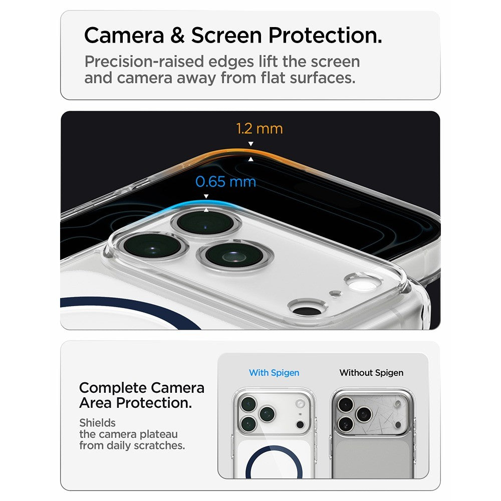 Spigen iPhone 17 Pro/iPhone 18 Pro Kuori Ultra Hybrid MagFit Clear Deep Blue