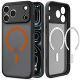 Spigen iPhone 17 Pro/iPhone 18 Pro Kuori Ultra Hybrid MagFit Huurteinen Musta Oranssi