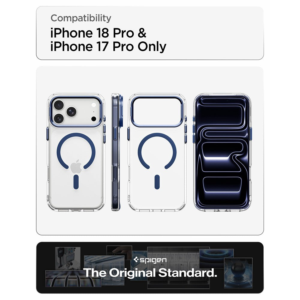 Spigen iPhone 17 Pro/iPhone 18 Pro Kuori Ultra Hybrid Optik S MagFit Clear Deep Blue