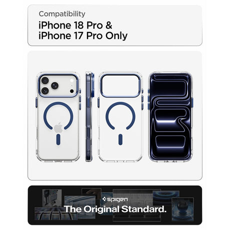 Spigen iPhone 17 Pro/iPhone 18 Pro Kuori Ultra Hybrid Optik S MagFit Clear Deep Blue