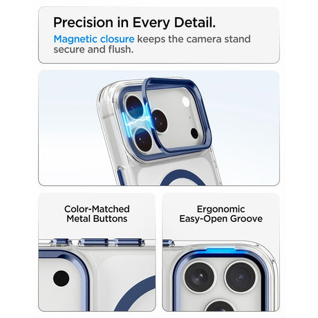 Spigen iPhone 17 Pro/iPhone 18 Pro Kuori Ultra Hybrid Optik S MagFit Clear Deep Blue