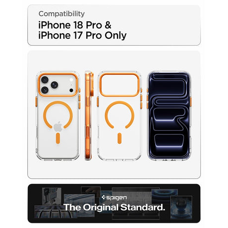 Spigen iPhone 17 Pro/iPhone 18 Pro Kuori Ultra Hybrid Optik S MagFit Clear Oranssi