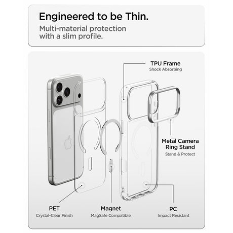 Spigen iPhone 17 Pro/iPhone 18 Pro Kuori Ultra Hybrid Optik S MagFit Clear Hopea