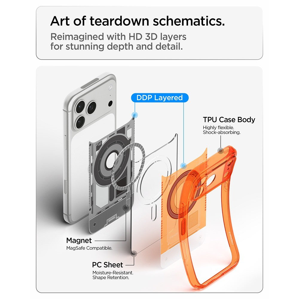 Spigen iPhone 17 Pro Max/iPhone 18 Pro Max Kuori Classic C1 MagFit Tangerine