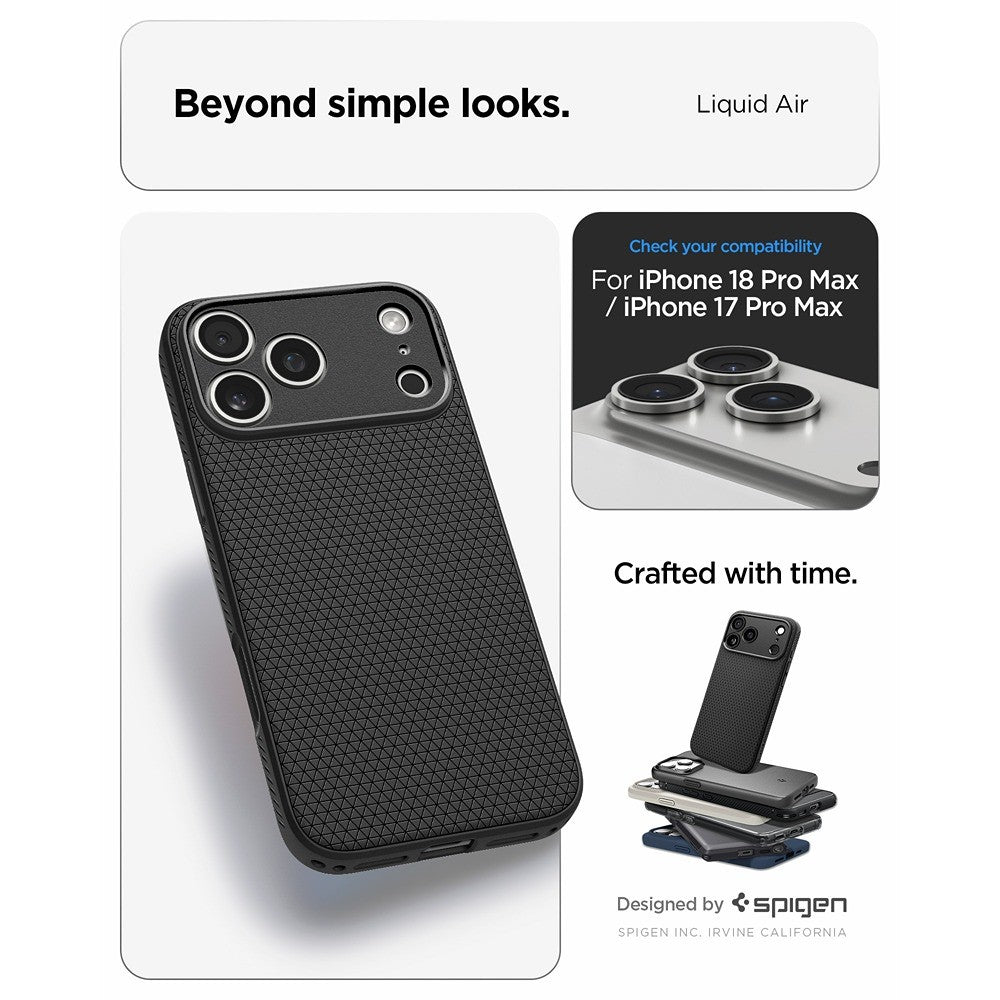 Spigen iPhone 17 Pro Max/iPhone 18 Pro Max Kuori Liquid Air Matte Black