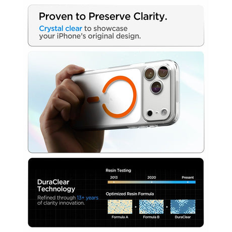 Spigen iPhone 17 Pro Max/iPhone 18 Pro Max Kuori Ultra Hybrid MagFit Clear Oranssi