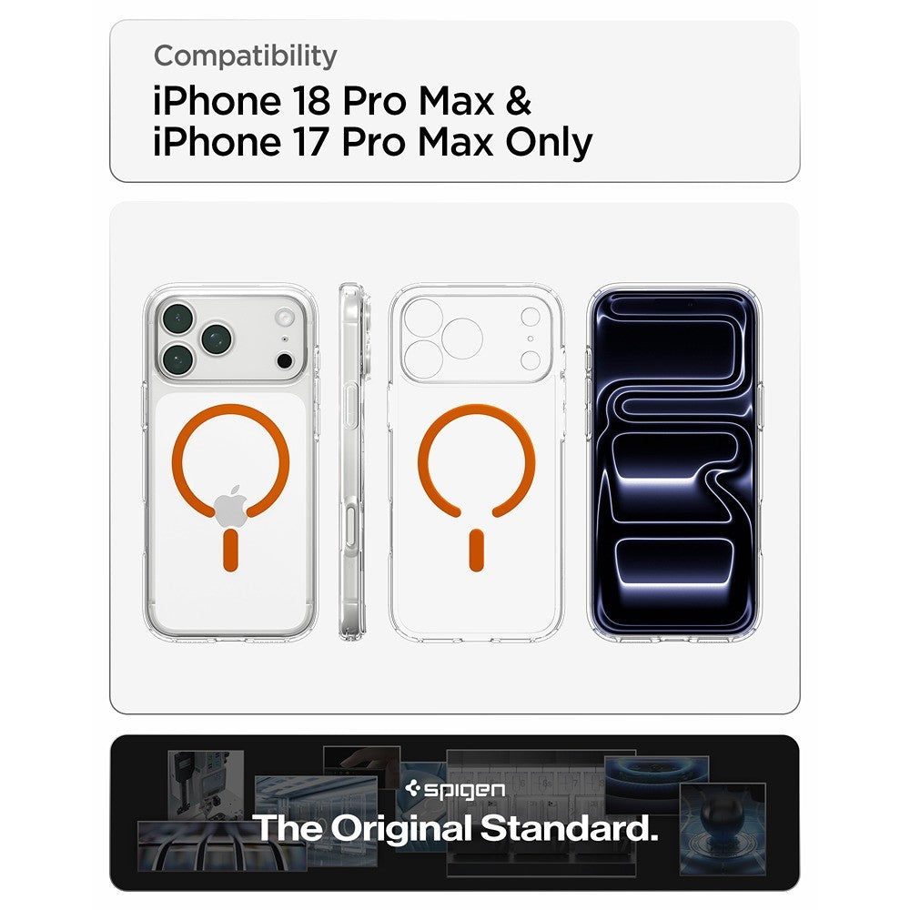 Spigen iPhone 17 Pro Max/iPhone 18 Pro Max Kuori Ultra Hybrid MagFit Clear Oranssi