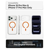 Spigen iPhone 17 Pro Max/iPhone 18 Pro Max Kuori Ultra Hybrid MagFit Clear Oranssi